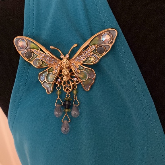 Kirks Folly Collectible Butterfly With Enamel AB Rhinestone Brooch - Picture 8 of 12